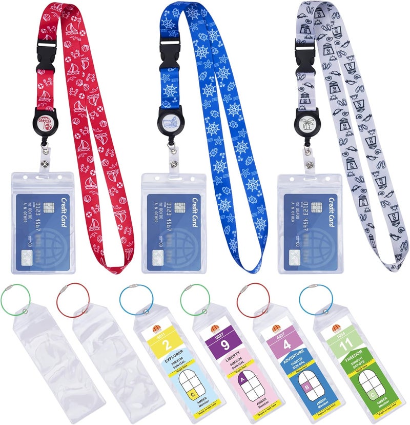 SWATOM Cruise Lanyards 9PCS Retractable Cruise Lanyard for Cruise Ship Cards, Royal Caribbean & Celebrity 2025 & 2026 Waterproof Luggage Tag Holders Set for with Detachable Badge Holder for ID Cards - Image 1